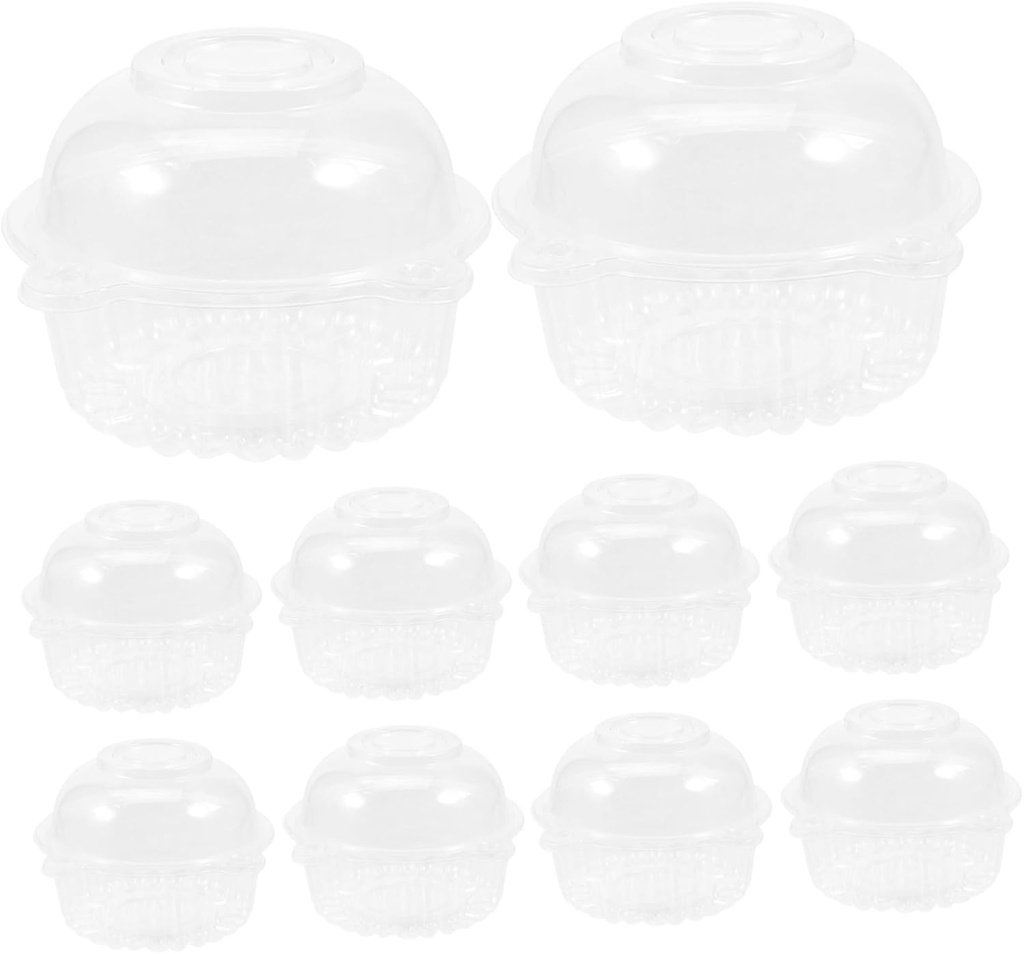 100Pcs Clear Plastic Cupcake Holder Box Disposable Dessert Container for Bakery for Party and Event Use Portable Cookies and Cake Packing