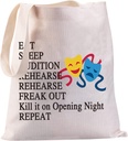 JYTAPP Theater Gifts Eat Sleep Audition Theatre Life Canvas Tote Bag Reusable Shopping Bag Drama Mask Tragedy and Comedy Gift