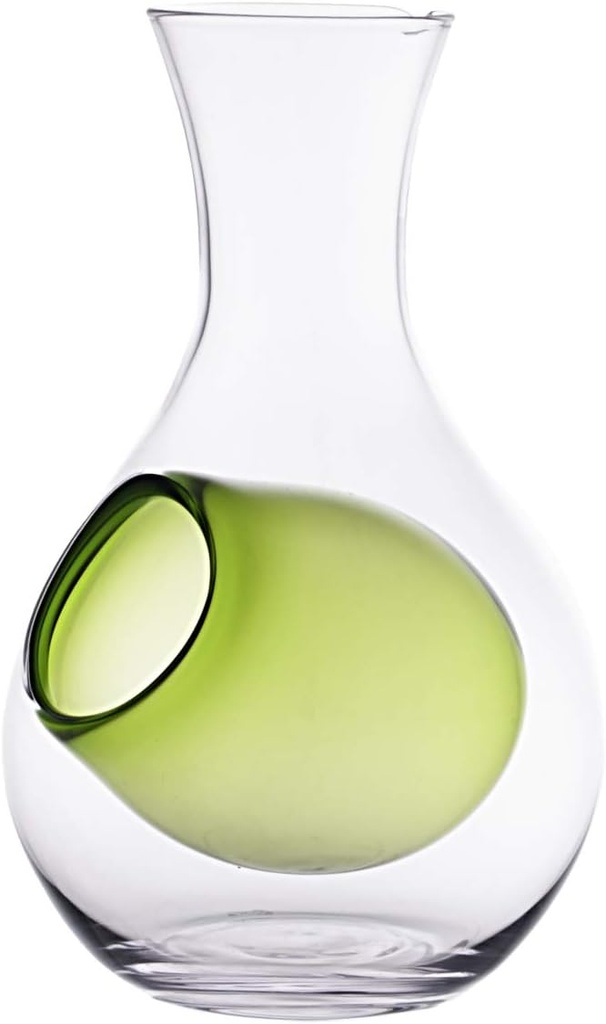 Japanese Cold Sake Glass Decanter Bottle with Ice Pocket Cold Sake Chilled Server Home or Restaurant Use (12 oz Bottle Green)