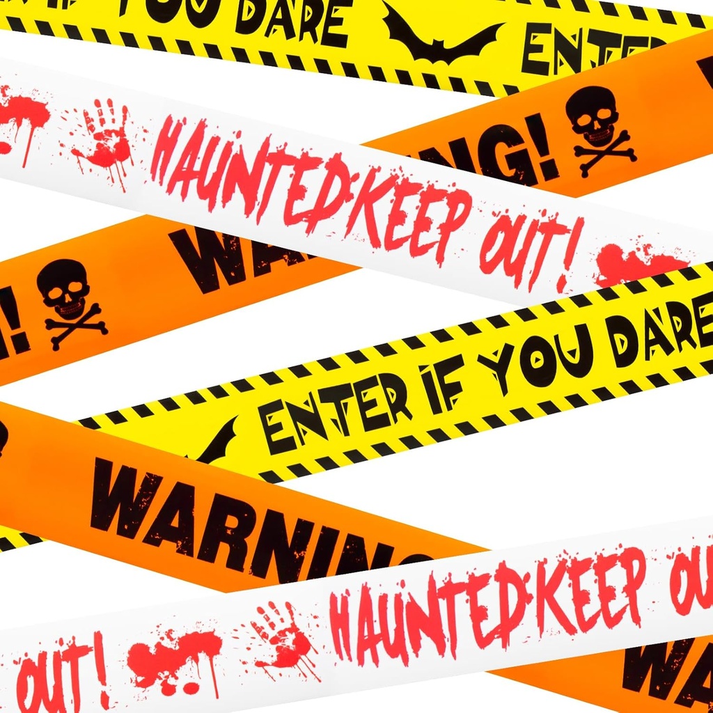 ONFAON Halloween Decorations, 3inx90ft Caution Tape Halloween Party Decorations Indoor Outdoor for Haunted Houses, Party, Door, Danger Areas Decor(3 Pcs)