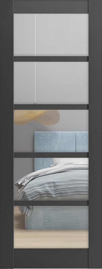 SARTODOORS Slab Barn Door Panel | Quadro 4522 Matte Black with Clear Glass | Sturdy Finished Doors | Pocket Closet Sliding-32 x 96"-Clear Glass