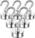 DIYMAG Hooks for Hanging String Lights, 30lbs 2025 Cruise Cabin Ship Essentials N52 Magnetic Hook Heavy Duty Strong Magnets Fridge for Classroom Beach Vacation Kitchen Grills 6 Pack Silver