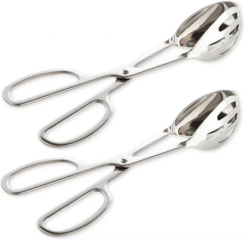 KEBE 2-PACK Serving Tongs for Buffet Party Catering, Thickening Food Serving Salad Cake Bread Kitchen Tongs, Stainless Steel