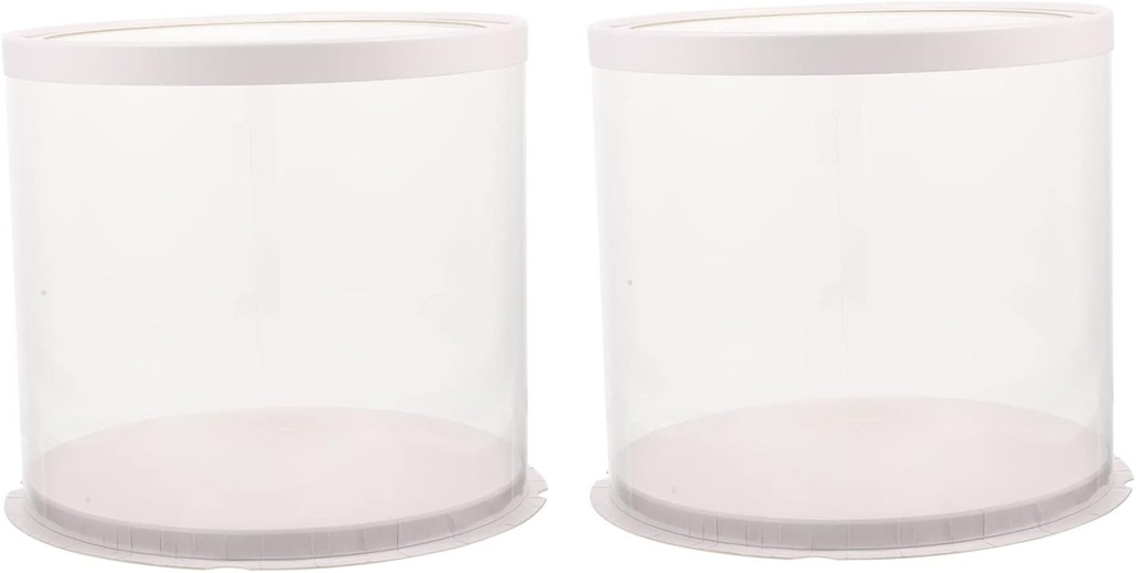 2Pcs Round Cake Carrier with Transparent Lid Cake Packing Box for Birthday and Party Baking and Oil Design and Transport