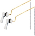 Hibbent 2 Pack Universal Side Mount Toilet Handle Angle-Mount Adjustable Trip Lever Tank Flush Lever Replacement Handle with 2 Pieces Stainless Steel Flapper Chains for Most Side Mount Toilets, White