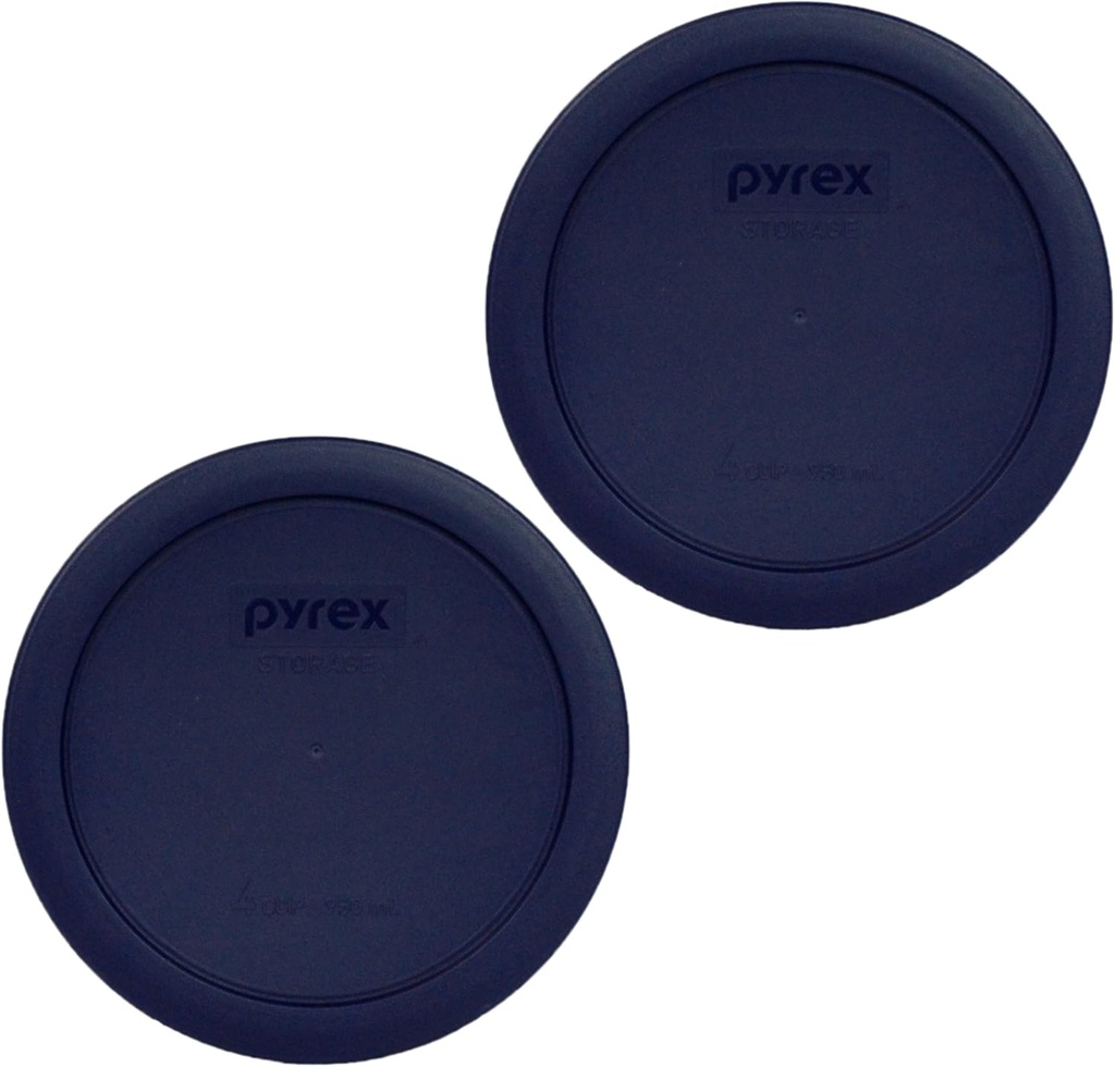 Pyrex 4 Cup Round Plastic Cover Navy Blue (2 Pack)