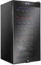 Ivation 28 Bottle Dual Zone Compressor Wine Cooler Refrigerator w/Lock | Large Freestanding Wine Cellar For Red, White, Champagne Wine | 41f-64f Digital Temperature Control Fridge Glass Door Black