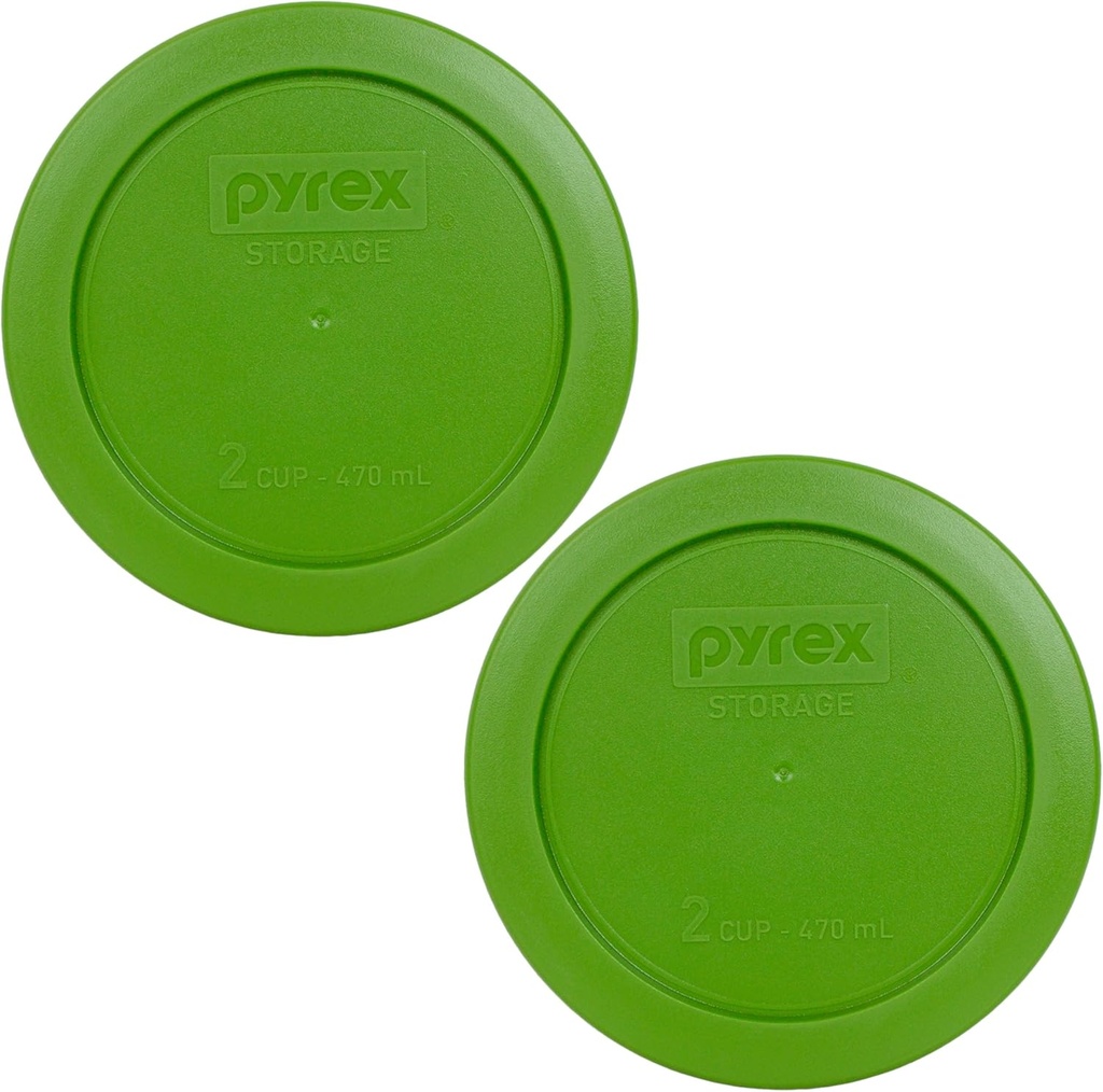 Pyrex 7200-PC 2-Cup Lawn Green Food Storage Replacement Lid (2-Pack) - Made in USA