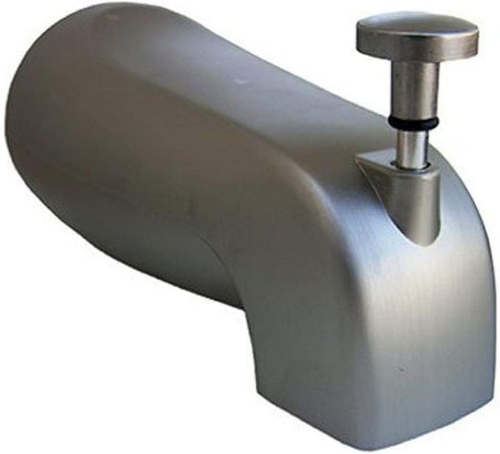 LASCO 08-1065 4 in 1 Fits Most Connection Bathtub Spout with Diverter Style, Satin Nickel Finish