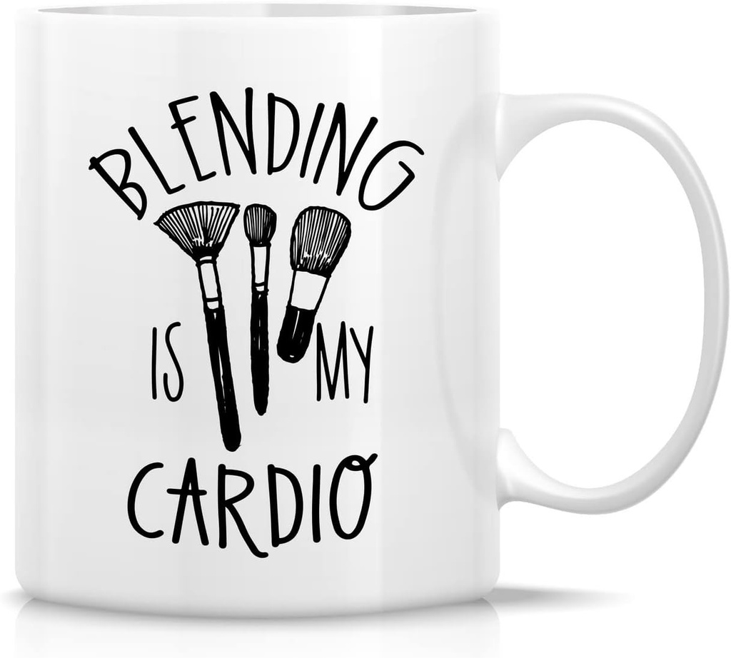 Retreez Funny Mug - Blending Is My Cardio Make Up Makeup Artist 11 Oz Ceramic Coffee Mugs - Funny, Sarcastic, Inspirational Thank You birthday gifts for friend coworker girlfriend bestie her women