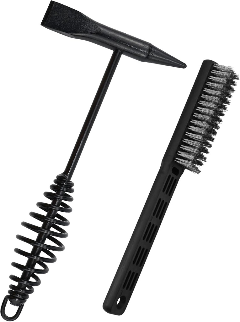 Chipping Hammer and Wire Brush Set – 10.6 in Heavy Duty Welding Hammer with Spring Handle and Steel Bristle Brush, Welding Tools and Accessories for Weld Slag Removal