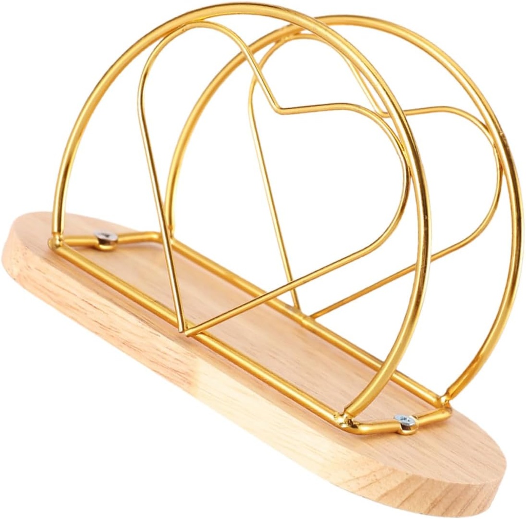 Zerodeko Elegant Napkin Holder with Wooden Base Stylish Heart Design for Kitchen Dining Cafe Office and Home Decor Convenient Napkin Storage