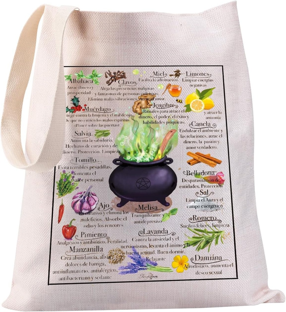 JYTAPP Witches Recipes Tote Bag Halloween Witch Tote Bag Witches Recipe Shopping Bag