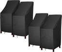 Stackable Patio Chair Covers for Outdoor Furniture, Outdoor Chair Covers Waterproof, 600D Heavy Duty Lawn Outside Barstool Covers,Fits for 4-6 Stackable Dining Chairs,27"Lx27"Wx49"H, 4 Pack