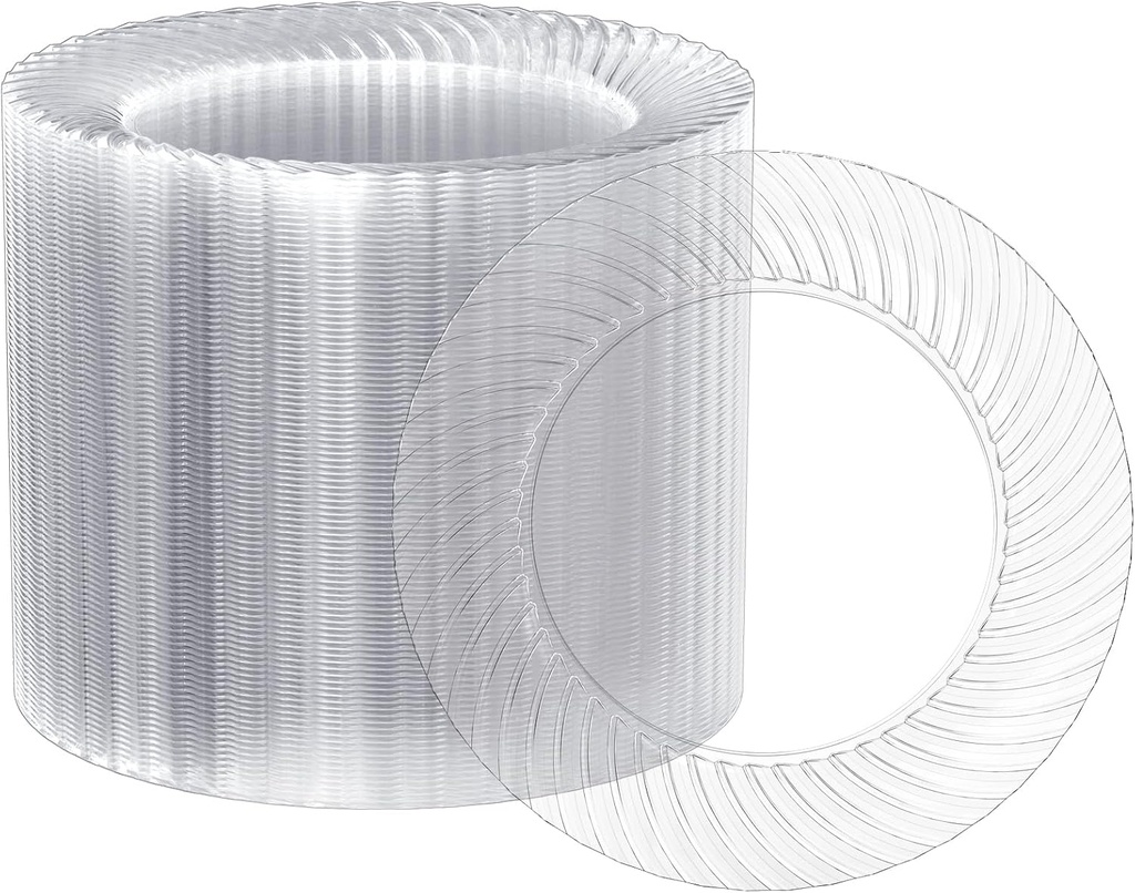 FOCUSLINE 7 Inch Clear Plastic Plates, 100 Count Disposable Heavy Duty Salad Dessert Plates, Premium Hard Plastic for Weddings, Parties & Events