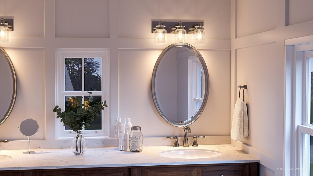 Urban Ambiance Luxury Modern Farmhouse Bathroom Vanity Light, Medium Size: 8.625" H x 21.625" W, with Industrial Style Elements, Brushed Nickel Finish, UHP2142 from The Bridgeport Collection