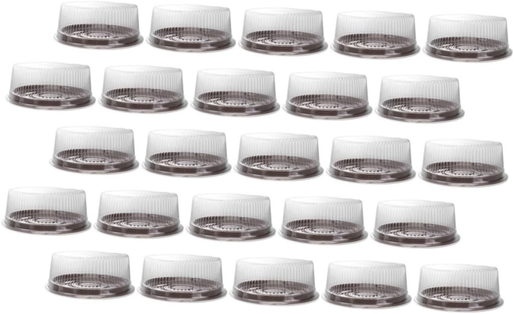 BESTOYARD 25pcs Round Cake Boxes with Clear Lids Plastic Cake Containers for Storing and Displaying and Desserts for Weddings and Parties