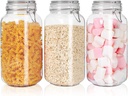 Hovico 78oz Glass Food Storage Jars with Airtight Clamp Lids,Set of 3 Large Wide Mouth Mason Jars with Leak Proof Rubber Gasket, Kitchen Clip Top Jars for Pickle, Flour, Jam, Cookie