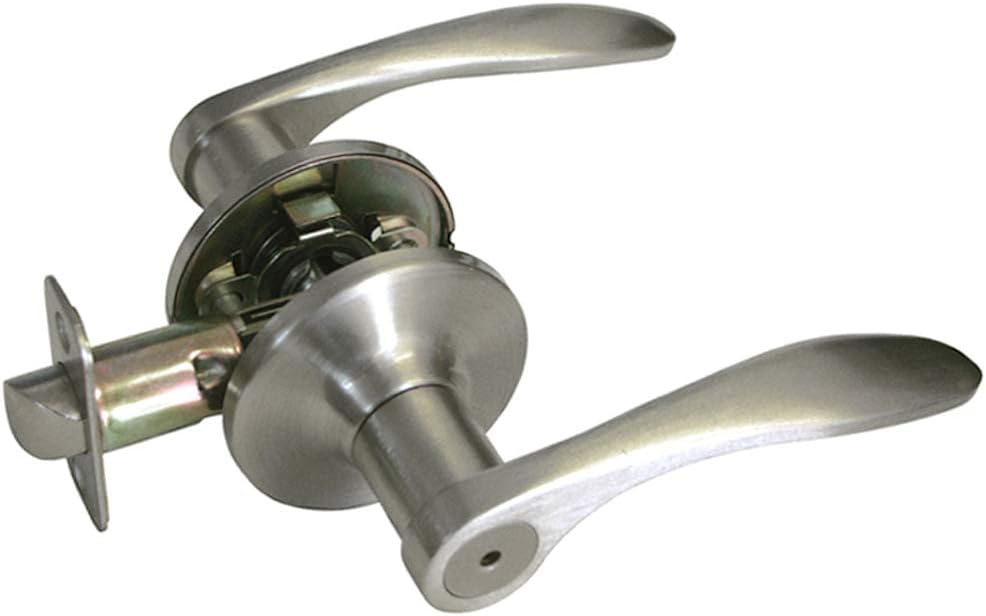 Satin Nickel Privacy Bedroom Bathroom Interior Lock Door Lever Handle (Bed & Bath) 836DC (10 Pack)