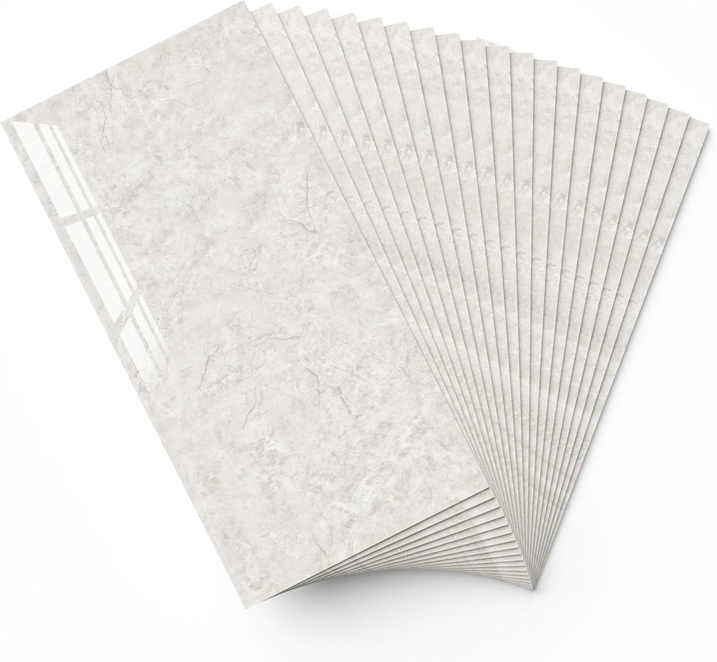 Vieshful 20 Pack 11.8"x23.6" Peel and Stick Backsplash Wall Panels, Self Adhesive Waterproof Back Splash Marble Tiles for Kitchen Bathroom, TV Walls, Living Room Gray (Not Real Tiles)
