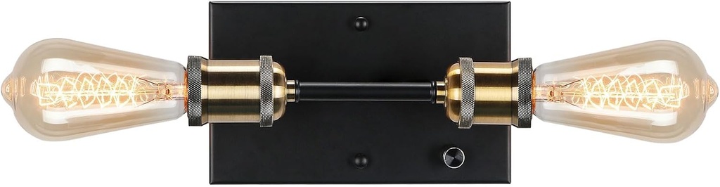 Lightess Farmhouse Bathroom Light Fixture with ON/Off Switch, 2-Light Copper Bathroom Lighting Fixtures Over Mirror, Dimmable Industrial Wall Sconce Indoor, Bulbs Not Included