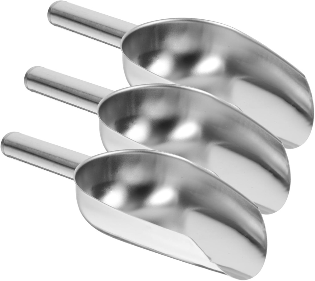 PRETYZOOM 3pcs Stainless Steel Shovel Multifunctional Food Scoop for Ice Rice Flour Beans Candy and Nuts for Home Parties and Buffets