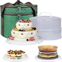12 Inch Cake carrier Container with Lid and Handles Includes Insulated Bag for Safe Transportation of Buttercream Doesn't Melt Easy for Cakes, Pies and Cupcakes (Green)