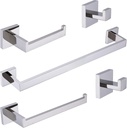 TRUSTMI 5-Piece Bathroom Hardware Accessory Set Robe Hook Towel Bar Toilet Roll Paper Holder Towel Ring Wall Mounted, SUS 304 Stainless Steel, Chrome