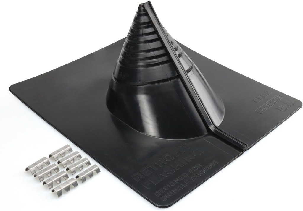 Water-Tite 81732 Electrical Mast Retrofit Roof Flashing, 14" x 15" Flexible PVC Base, 0" - 5" Conduit