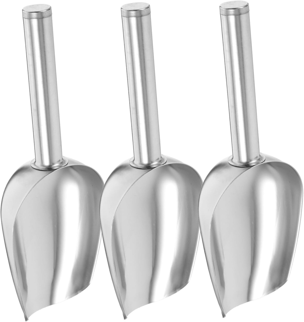 GLEAVI 3Pcs Stainless Steel Ice Scoop Shovel Grain Scoop for Ice Flour Candy Nuts Beans Kitchen Tool for Parties and Home Use