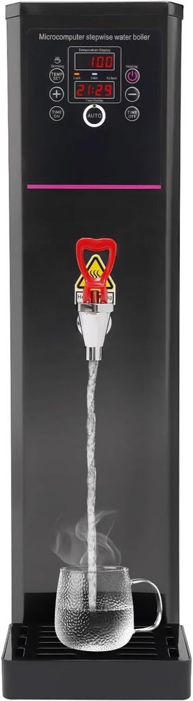 Electric Water Boiler, 10L/15L/20L Commercial Large Hot Water Dispenser With Adjustable Temperature 86-212℉, Professional Water Boiler With Drip Tray, Suitable for Kitchens, Cafes (20L Black)