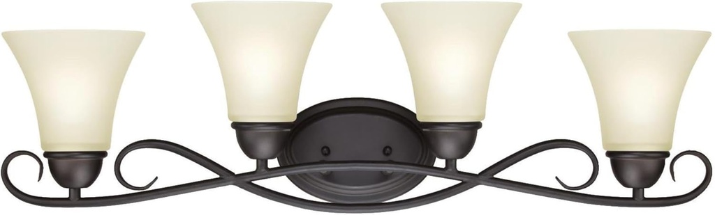 Westinghouse , Oil Rubbed Bronze 6307000 Dunmore Four-Light Indoor Wall Fixture, Finish with Frosted Glass