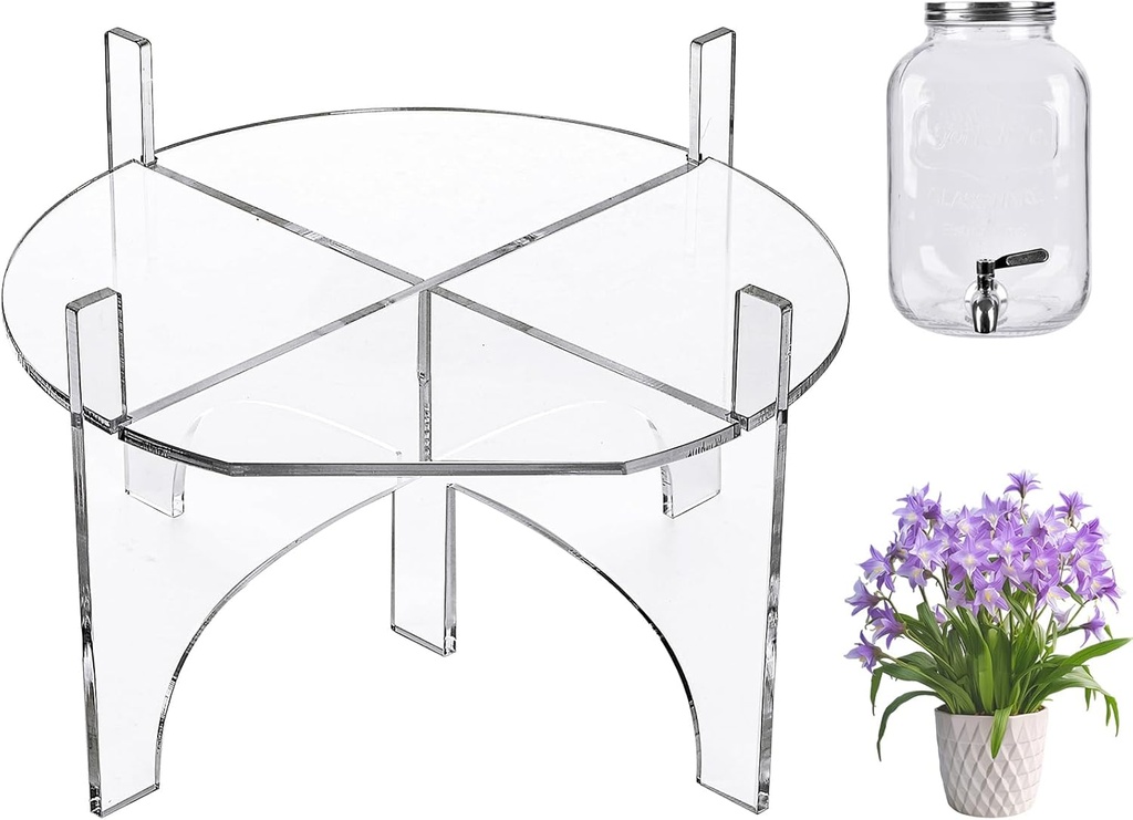 Kingrol Acrylic Drink Dispenser Stand for 6-7.9" Jugs/Pitchers, Sturdy Party Beverage Holder for Home, Events, Outdoor Use, Multi-Purpose Drink Stand for Pitchers, Plants, Cakes