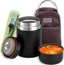 lazycozy® Thermos Food Containers for Hot Food, 27 oz, Soup Thermos with Spoon, Stainless Steel Vacuum Insulated Food Jar, Leak-Proof, with Carry Bag, Keep Hot/Cold for 12 Hours
