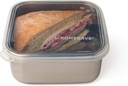 U Konserve Stainless Steel Food Storage Bento Box Container, Leak Proof Silicone Lid Dishwasher Safe - Plastic Free (30oz Clear)
