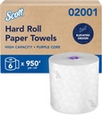 Scott Essential High Capacity Hard Roll Paper Towels (02001) with Absorbency Pockets, Fast Change with Scott Essential Dispenser, Unperforated, White, 950’ / Roll, 6 Rolls/Case, 5,700’ / Case