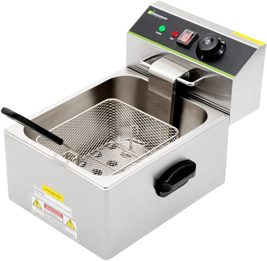 Restaurantware-Hi Tek 10 Pound Deep Fryer, 1 Heavy-Duty Commercial Fryer - Adjustable Temperature Dial, Easy To Clean, Stainless Steel Electric Deep Fryer, 1750W, 120V