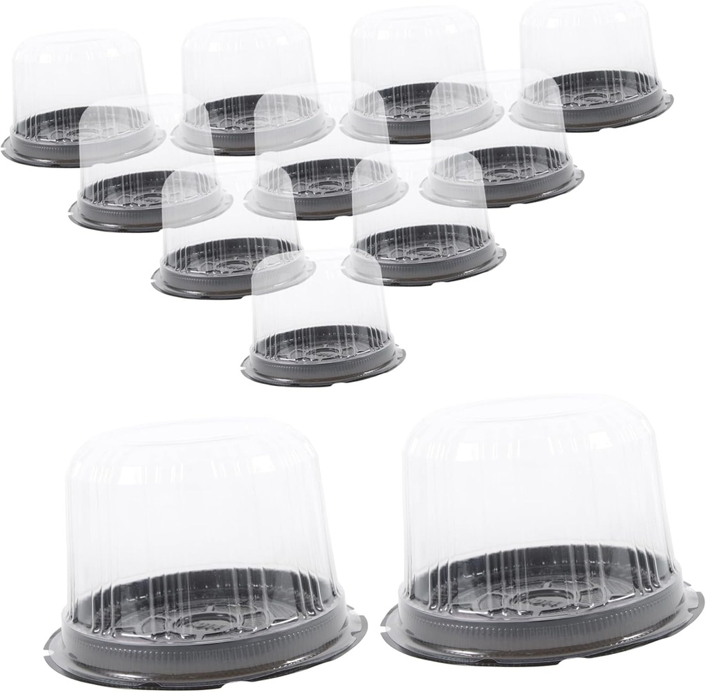 OUNONA 20Pcs Clear Round Cake Boxes Small Portable Baking Cake Carrier Containers with Stable Buckle and Lightweight Design for Outdoor Camping and Dessert Packaging