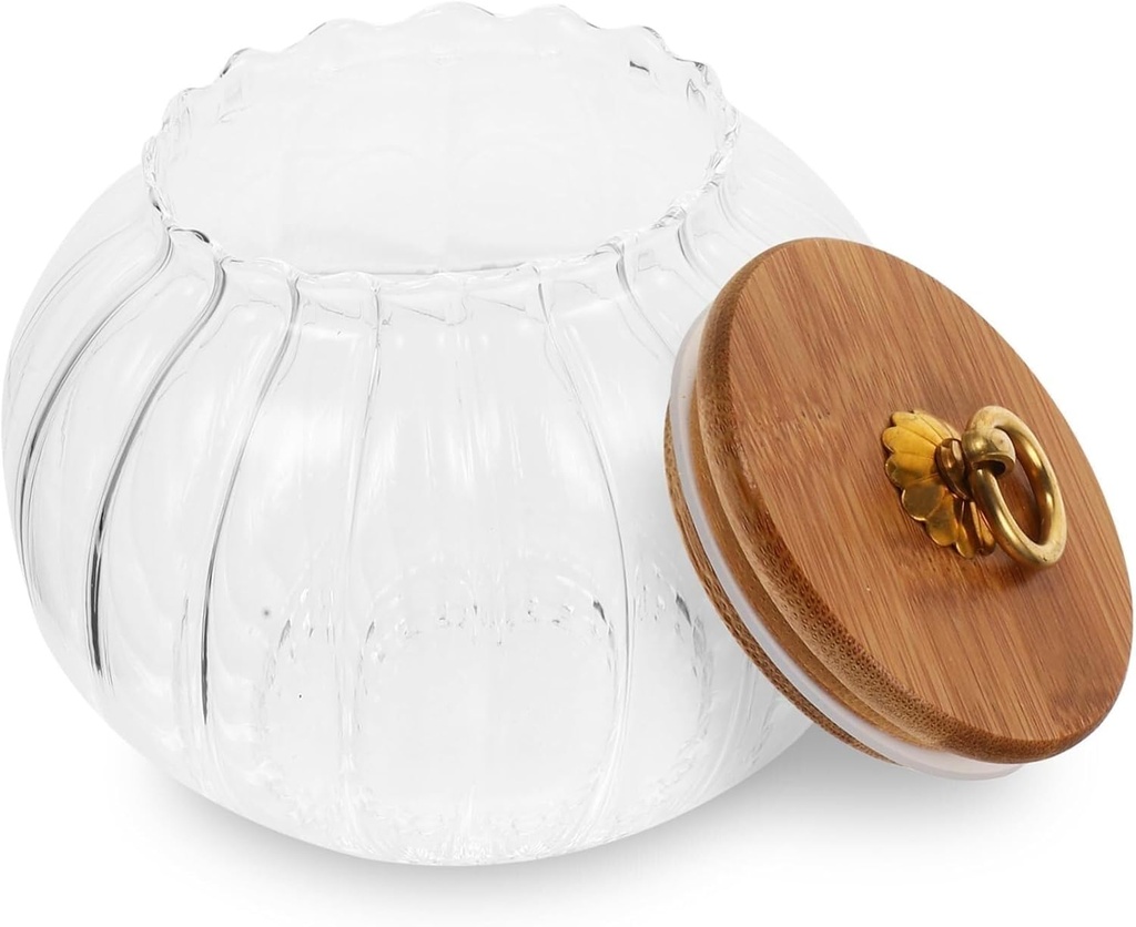 Glass Coffee Nuts Canister Pumpkin Glass Jar Airtight Canister Pumpkin Jar Food Storage Container Bulk Cookie Jar Airtight Kitchen Containers Loose Tea Canister Glass Grain Containers Tea Jar