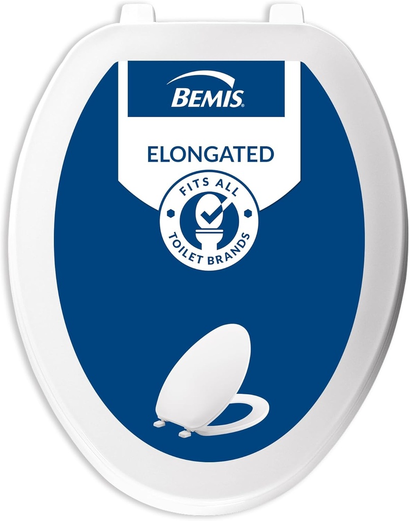 Bemis Economy Plastic Toilet Seat, Elongated, White, 170 000