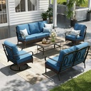 Sophia & William Patio Furniture Set, 5PCS Metal Outdoor Conversation Set with 3-Seater Outdoor Couch, 2 Swivel Chairs, 1 Loveseat,1 Coffee Table for Outdoor Seating, Backyard, Porch(Navy)