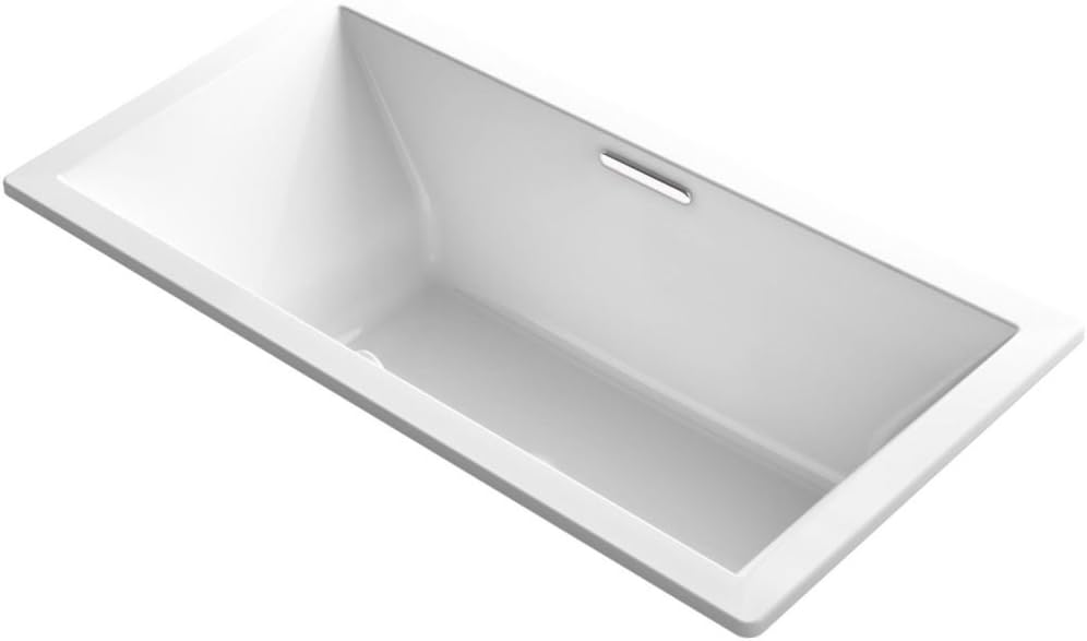 KOHLER 1834-W1-0 Underscore Drop In Bath with Bask Heated Surface and Center Drain, 72-Inch x 36-Inch, White