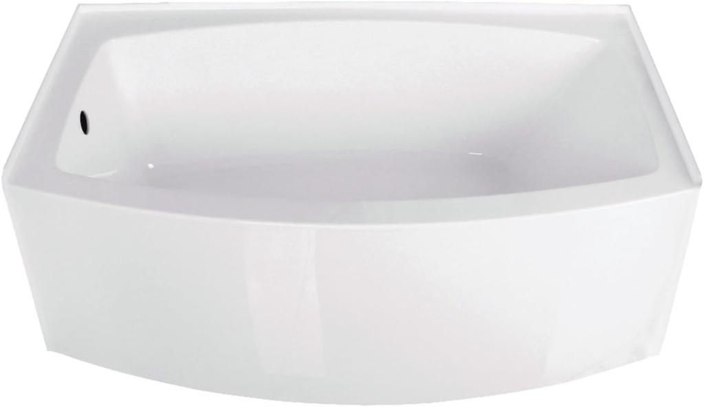 Aqua Eden VTDR603222L 60-Inch Acrylic 3-Wall Alcove Tub with Left Hand Drain Hole, White