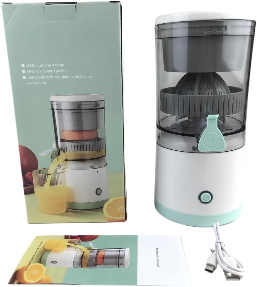 Juicer - Portable citrus juicer with USB and cleaning brush, suitable for oranges, lemons, and grapefruits