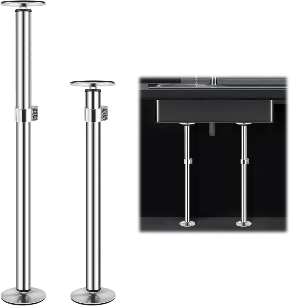 Snowtaros Undermount Sink Brackets, Stainless Steel Undermount Sink Support, 17.7“-31.1" Adjustable Support Pole, Undermount Sink Repair Kit for Kitchen, Bathroom (2 Pack)
