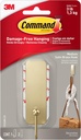 Command Medium Satin Brass Wall Hook, 1 Hook and 1 Command Strip, Damage-Free Hanging Wall Hooks with Adhesive Strips, Coat Hooks for Hanging Christmas Decorations, Holds up to 3 lb
