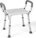 Adjustable Shower Chair with Detachable Handrails - Non-Slip Seat for Elderly, Handicap, and Disabled - 6 Positions for Bathtub and Shower Use