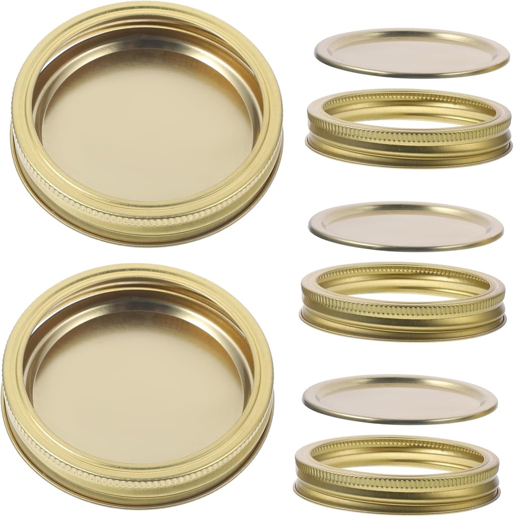 5sets Wide Mouth Canning Lids Caps for Mason Jars with Rings for Airtight Storage of Fruits Cookies and More Tinplate Construction
