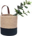 Wall Hanging Storage Baskets - Small Cotton Rope Woven Closet Storage Bins-Shelf Basket Organizer for Plants, Towels,Toys - 6.3" x 7" (Jute & Black)
