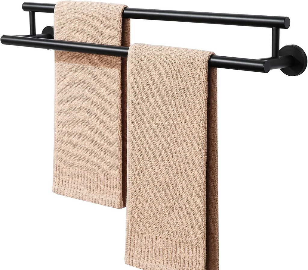 Alise Double Bath Towel Bars Towel Racks for Bathroom Lavatory,Wall Mount Towel Holder SUS304 Stainless Steel Towel Hanger Rail,GYT6902-B Matte Black 24 Inch